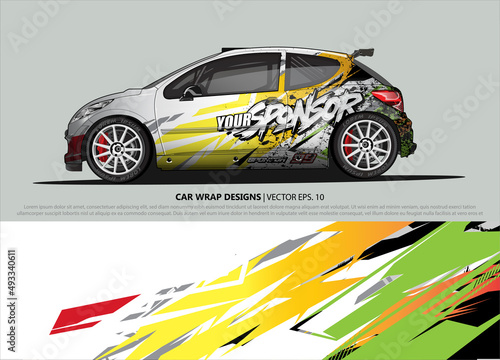 Race car wrap design vector for vehicle vinyl sticker and automotive decal livery