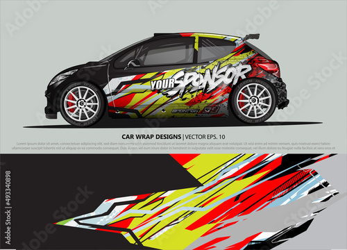 Race car wrap design vector for vehicle vinyl sticker and automotive decal livery