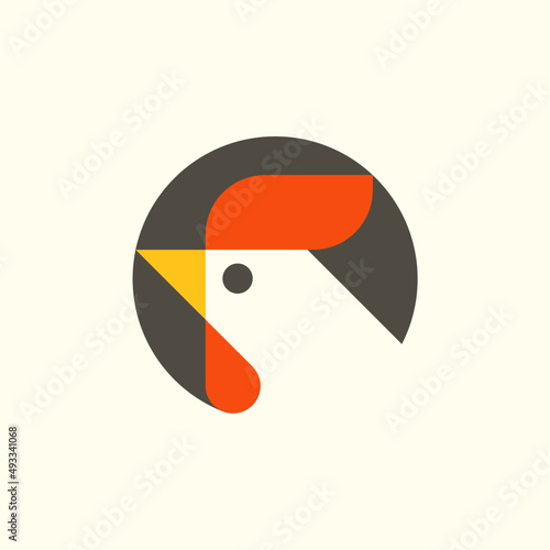 Abstract geometric rooster logo. Modern chicken design. Cock isolated modern illustration