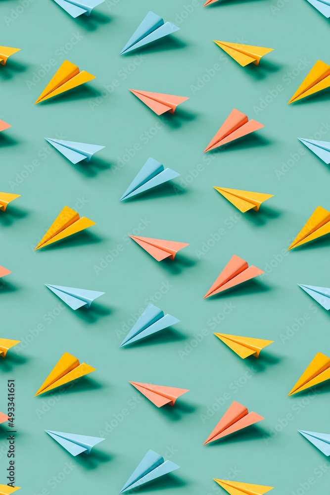 a pattern of paper planes in different positions a pattern of paper planes in different positions