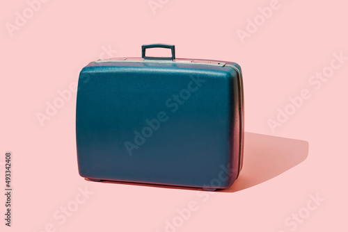 blue retro suitcase photo