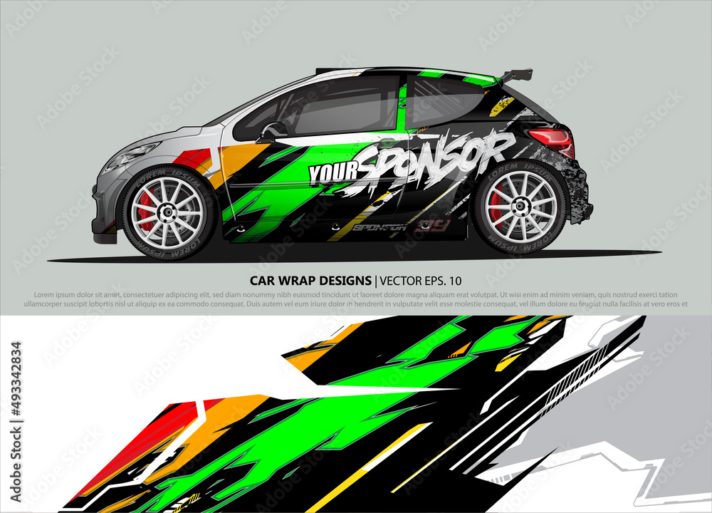 Race car wrap design vector for vehicle vinyl sticker and automotive decal livery
Race car wrap design vector for vehicle vinyl sticker and automotive decal livery
