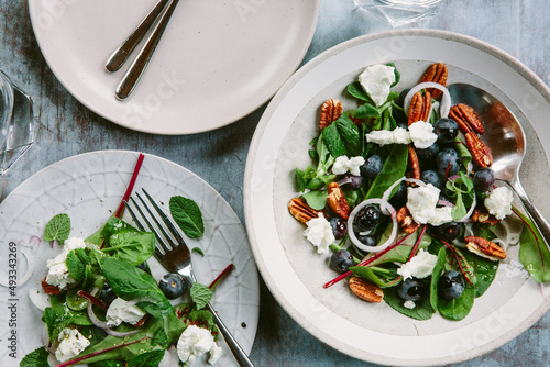 Blueberry and goats cheese salad photo