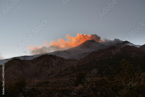 The eruption of Mount Etna in Sicily