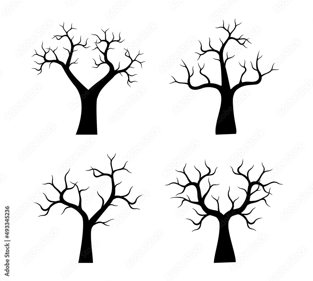 Fototapeta premium Set vector Trees