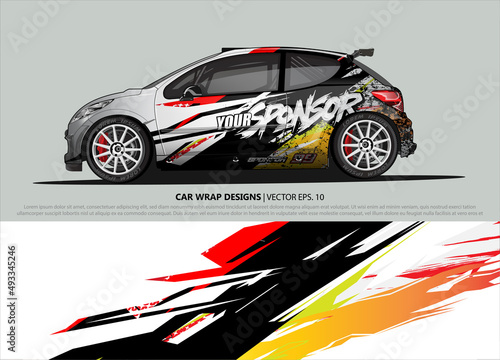 Race car wrap design vector for vehicle vinyl sticker and automotive decal livery
