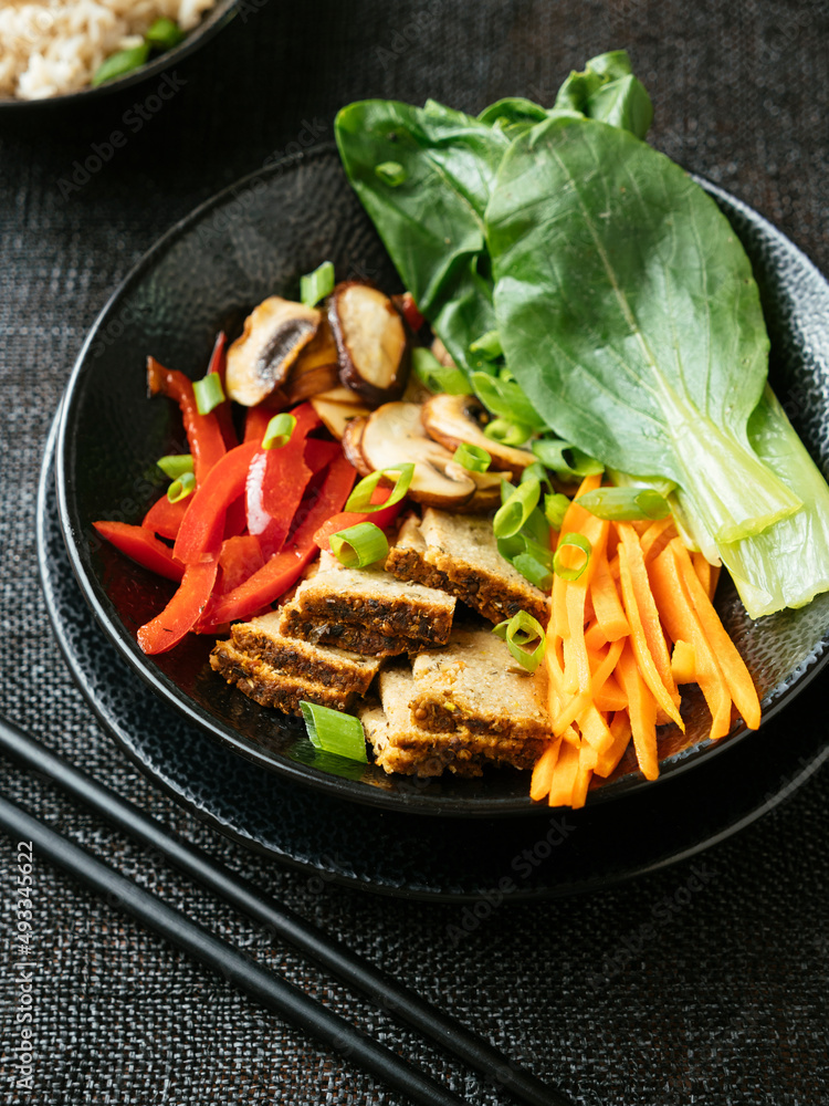 Bok Choy, Seitan Dinner Bowl Stock Photo Adobe Stock