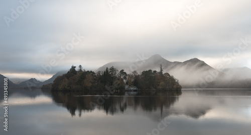 Derwent Island in the Mist. Lake District. Cumbria photo