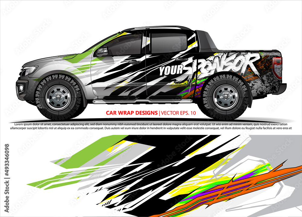 Race car wrap design vector for vehicle vinyl sticker and automotive decal livery
Race car wrap design vector for vehicle vinyl sticker and automotive decal livery