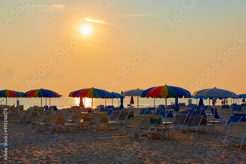 Photos Umbrellas and sunbeds on the beach of Rimini in Italy