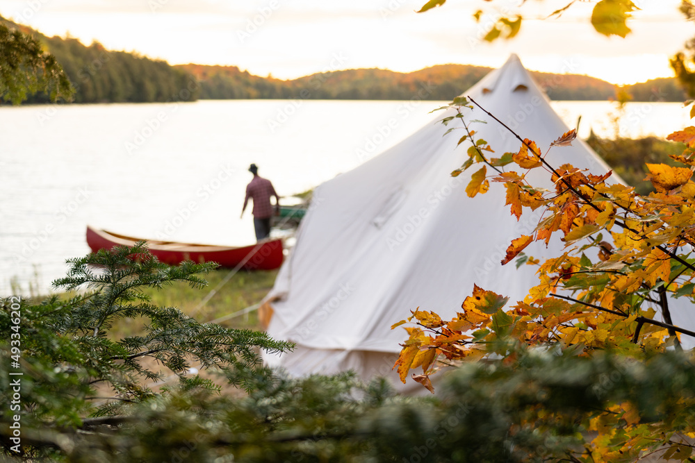 Canoe Trip Campsite Tent in Autumn Stock Photo Adobe Stock