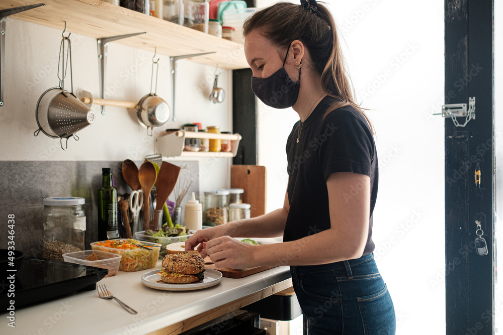 Chef cooks a bagel Chef cooks a bagel