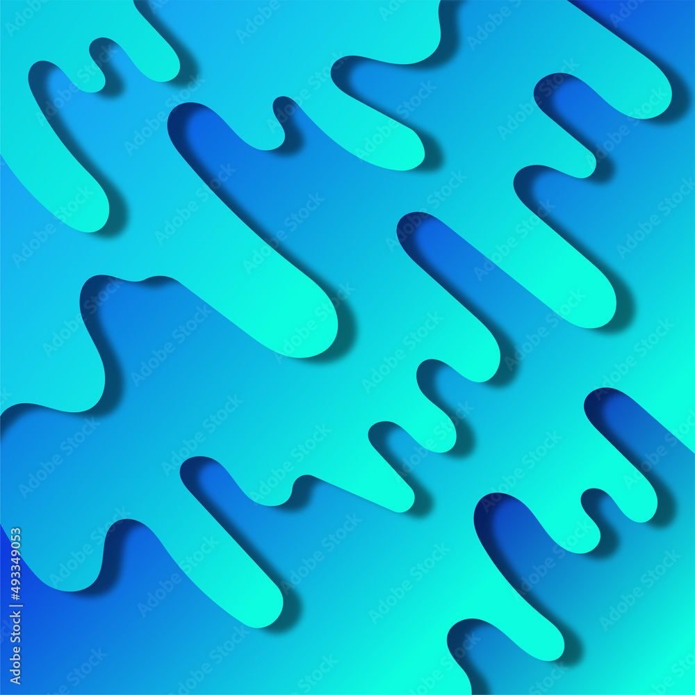 turquoise and blue background with wavy voluminous streaks with drops in several layers with a gradient and shadows turquoise and blue background with wavy voluminous streaks with drops in several layers with a gradient and shadows