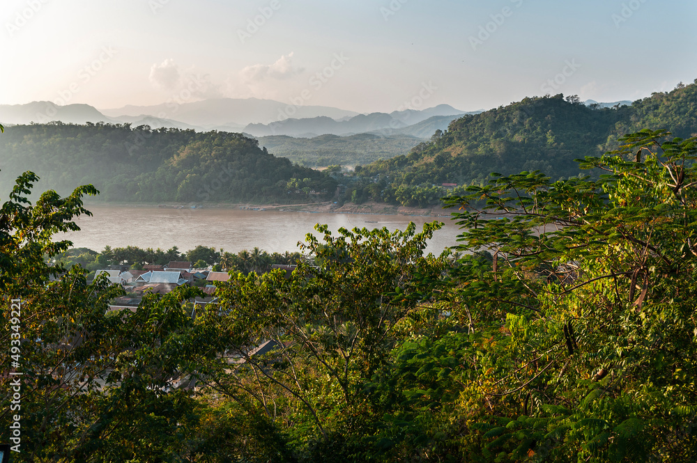 Scenic view of Mekong River in Luang Prabang at sunset Scenic view of Mekong River in Luang Prabang at sunset