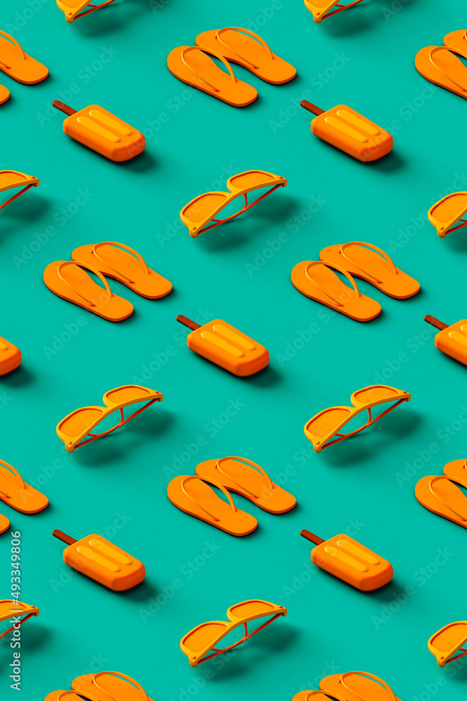 pattern of flip flops, ice lolly and sunglasses pattern of flip flops, ice lolly and sunglasses