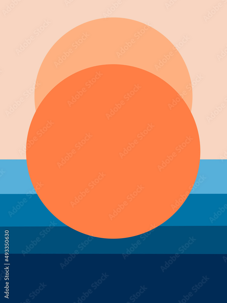 Bright Orange Circular Design With Blue Stripes Bright Orange Circular Design With Blue Stripes