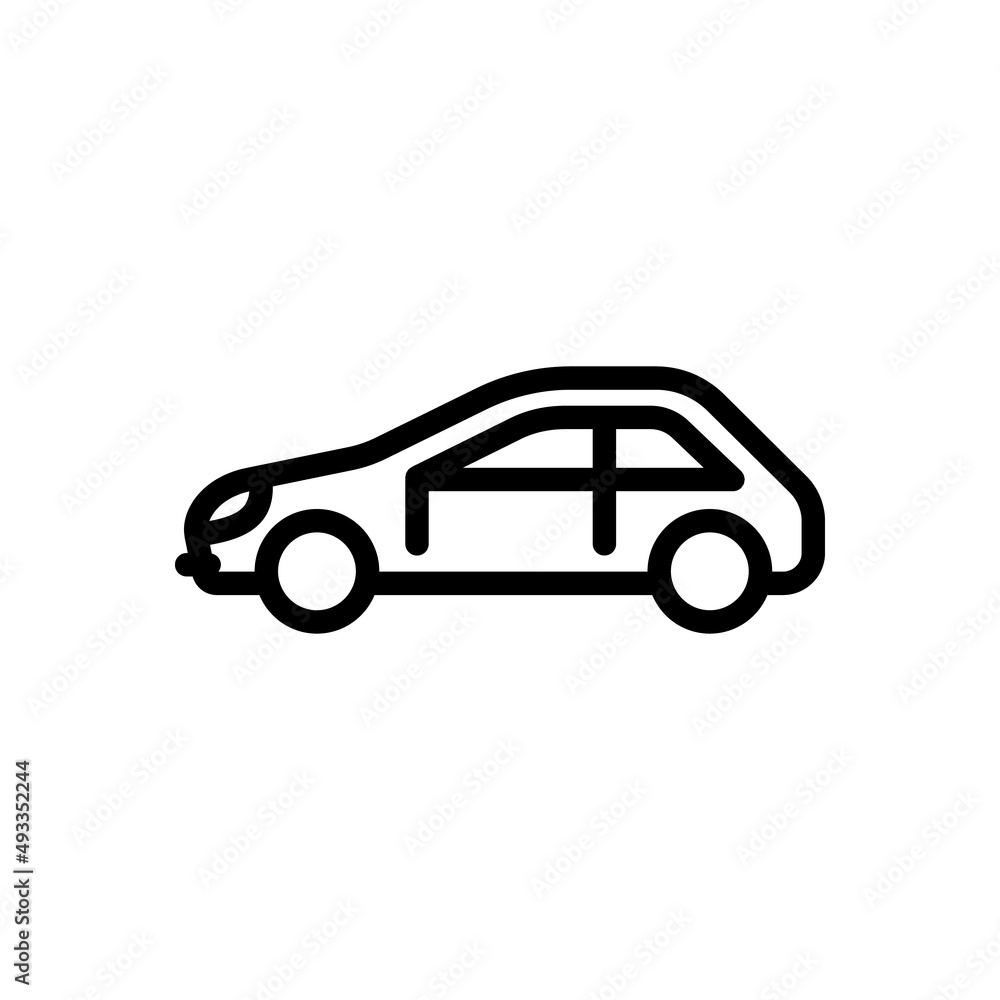 Fototapeta premium Car Icon. Linear Car Style for user Interface, Web-design. Side View.Vector sign in simple style isolated on white background.