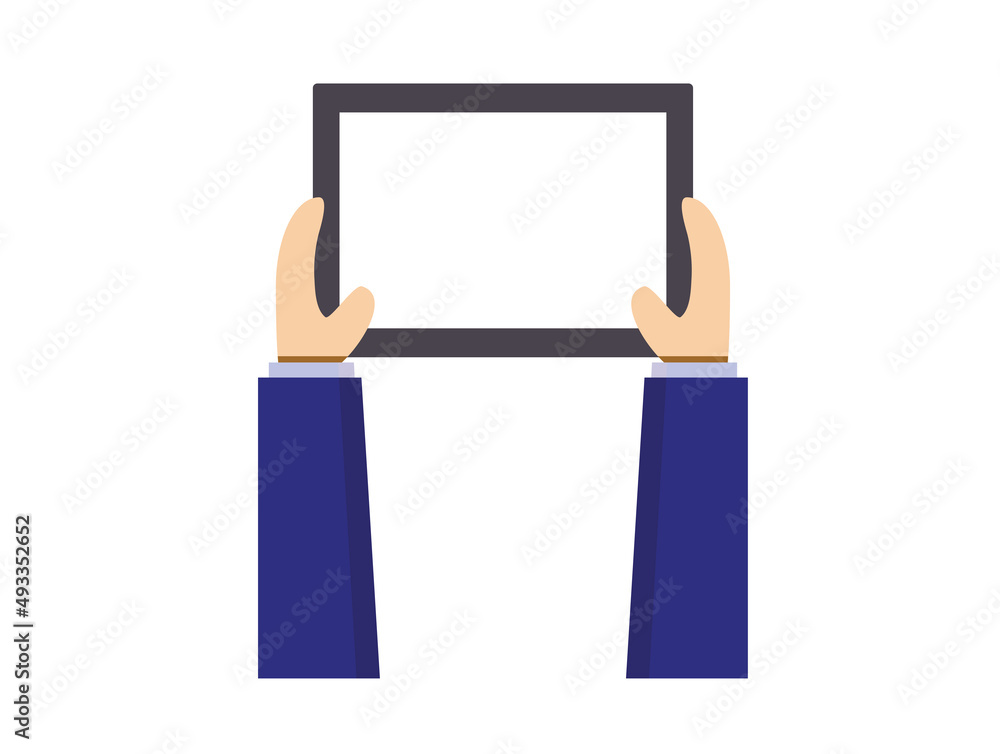 Businessman hold tablet , vector illustration Businessman hold tablet , vector illustration