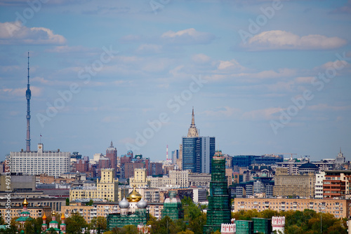 Moscow panorama with white house and tv and radio tower 