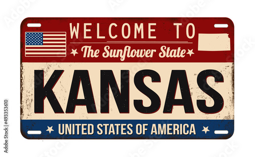 Welcome to Kansas vintage rusty license plate