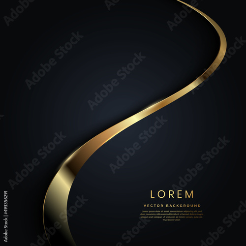 Abstract black geometric square background with lines golden glowing. Frame luxury style.