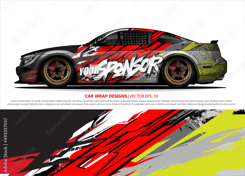 rally car livery design vector. abstract race style background for ...