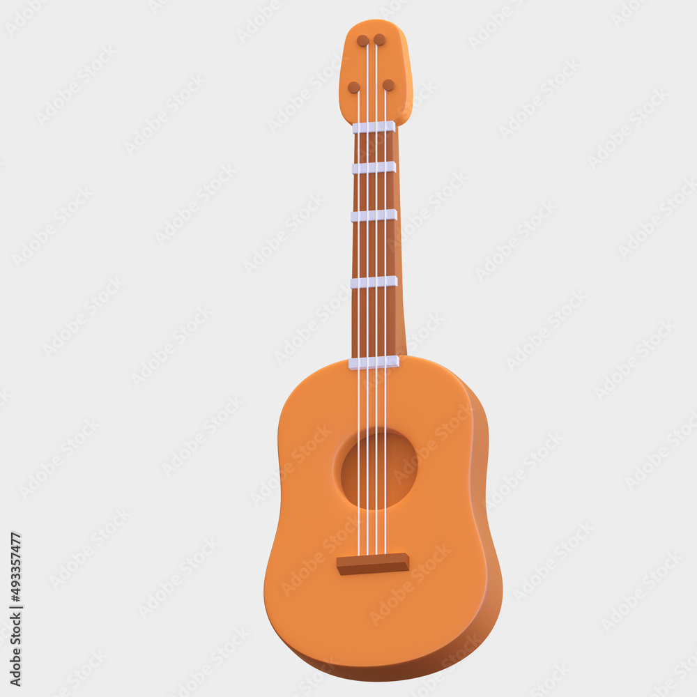 acoustic guitar icon 3d music instrument illustration render
