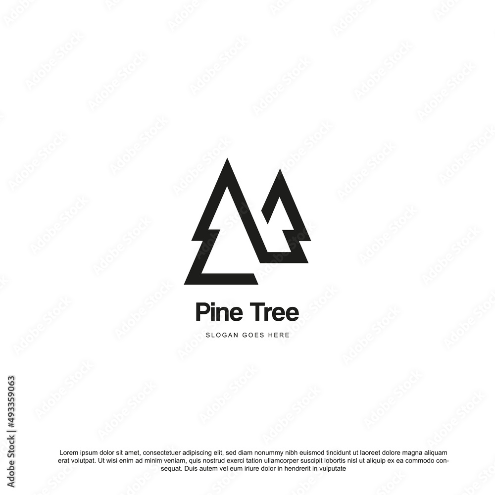 Outline Pine Tree Logo Design Template Outline Pine Tree Logo Design Template