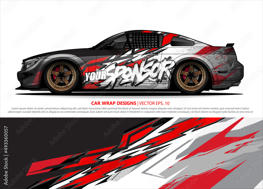 Race car wrap design vector for vehicle vinyl sticker and automotive decal livery Race car wrap design vector for vehicle vinyl sticker and automotive decal livery