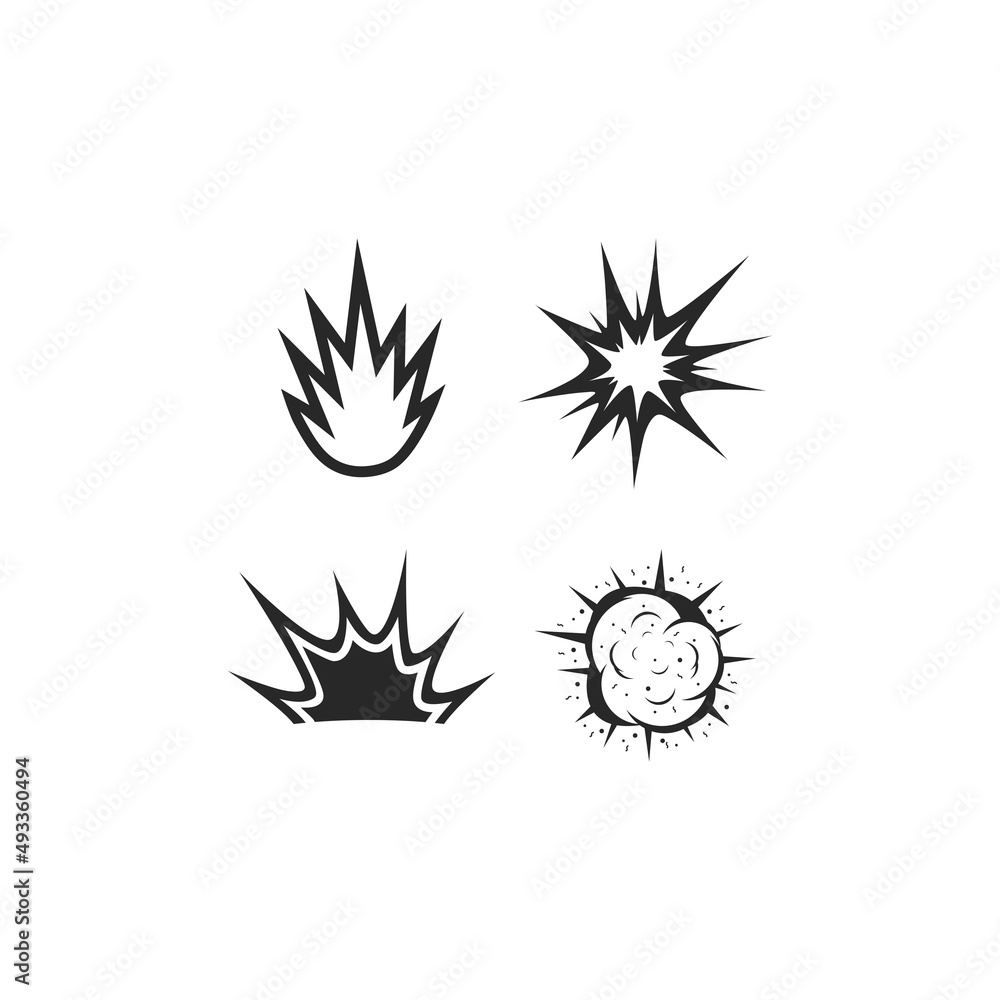 Set of bomb explosion vector logo icon illustration Set of bomb explosion vector logo icon illustration