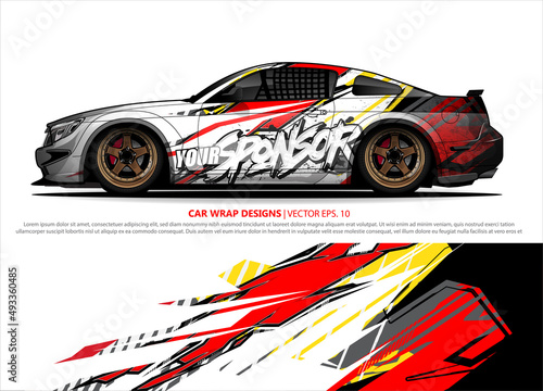 Race car wrap design vector for vehicle vinyl sticker and automotive decal livery © talentelfino