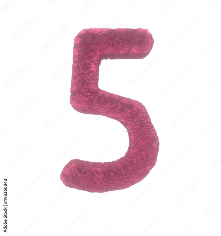 Fuzzy Pink Themed Font Number 5 Fuzzy Pink Themed Font Number 5