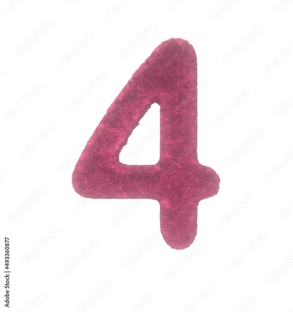 Fuzzy Pink Themed Font Number 4 Fuzzy Pink Themed Font Number 4