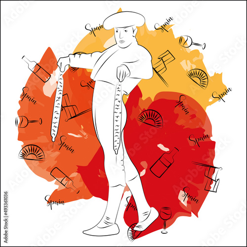 Isolated bullfighter with traditional clothes Spain concept Vector