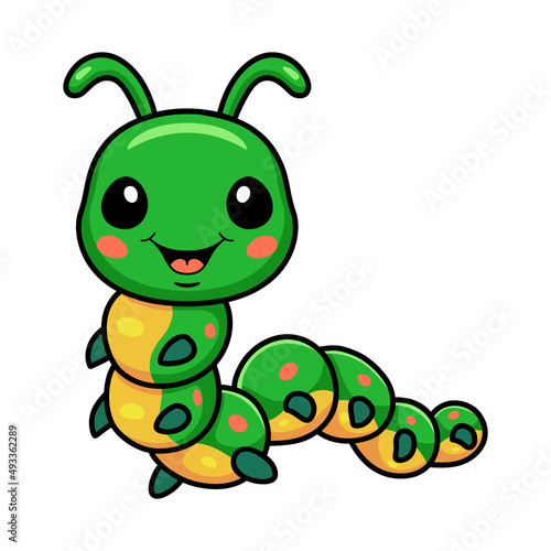 Cute little caterpillar cartoon character