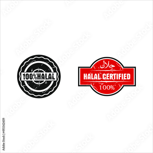 Halal stamp vector with vintage red and black color