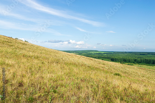 Yellow Hill  Green Forest  and blue Sky
