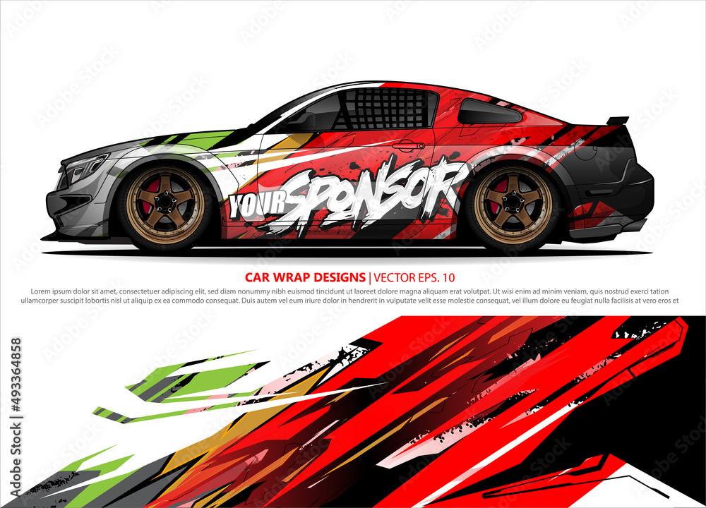 Race car wrap design vector for vehicle vinyl sticker and automotive decal livery
Race car wrap design vector for vehicle vinyl sticker and automotive decal livery
