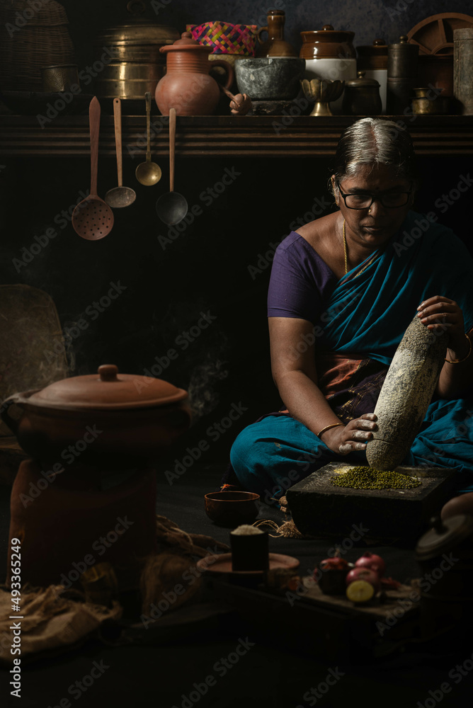 Rustic South Indian Kitchen Stock Photo | Adobe Stock