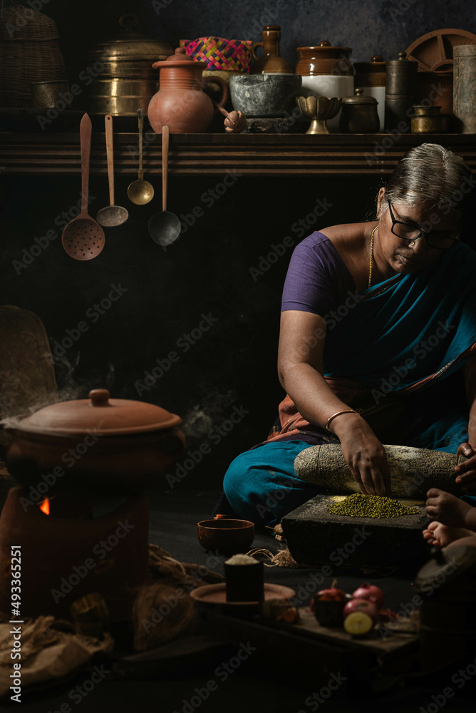 Rustic South Indian Kitchen Stock Photo | Adobe Stock