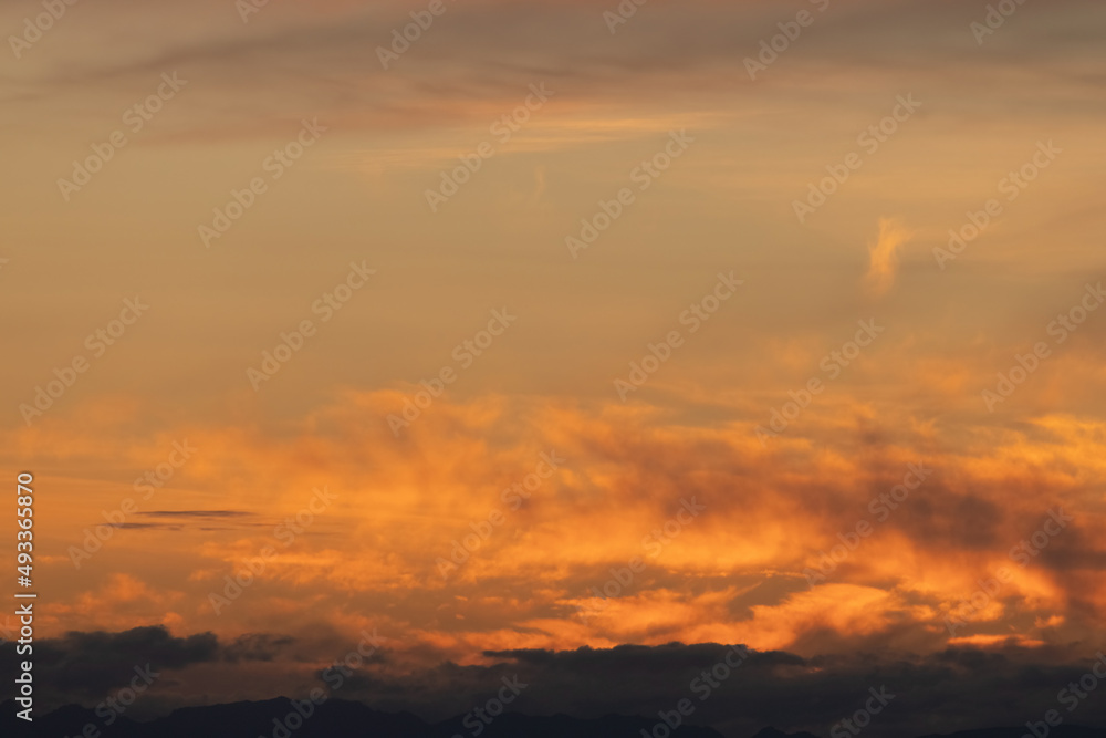 bright orange sunset late in the evening over washington