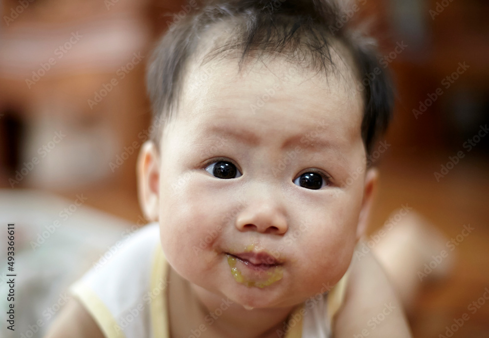 Closeup portrait of little cute asian baby
Closeup portrait of little cute asian baby
