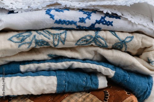 Stack of Heirloom Textiles photo