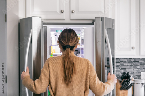 Kitchen: Anonymous Woman Looking In Refrigerator photo