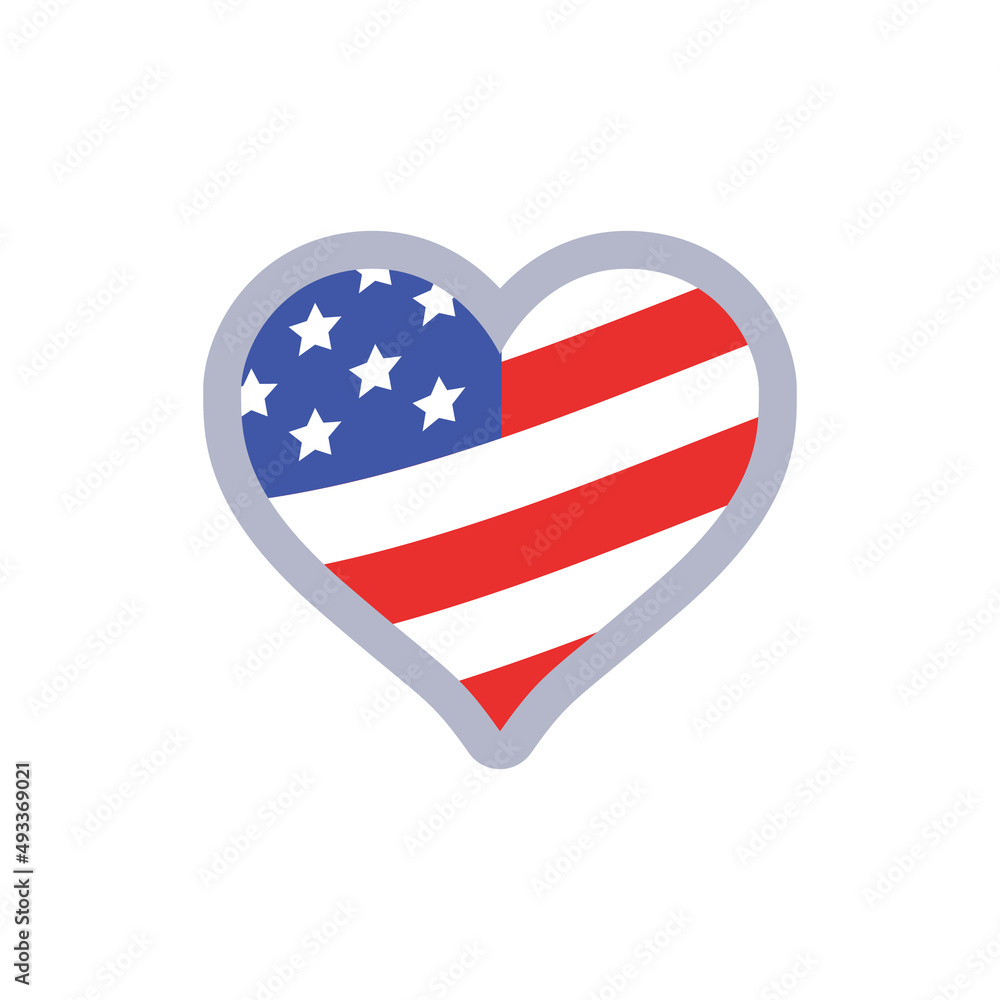 USA flag heart. United States of America national symbol. American love emblem. USA flag heart. United States of America national symbol. American love emblem.