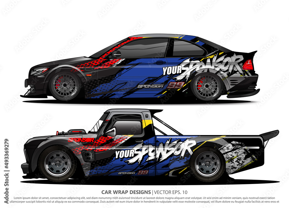 Race car wrap design vector for vehicle vinyl sticker and automotive decal livery
