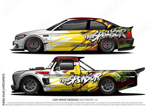 Race car wrap design vector for vehicle vinyl sticker and automotive decal livery 