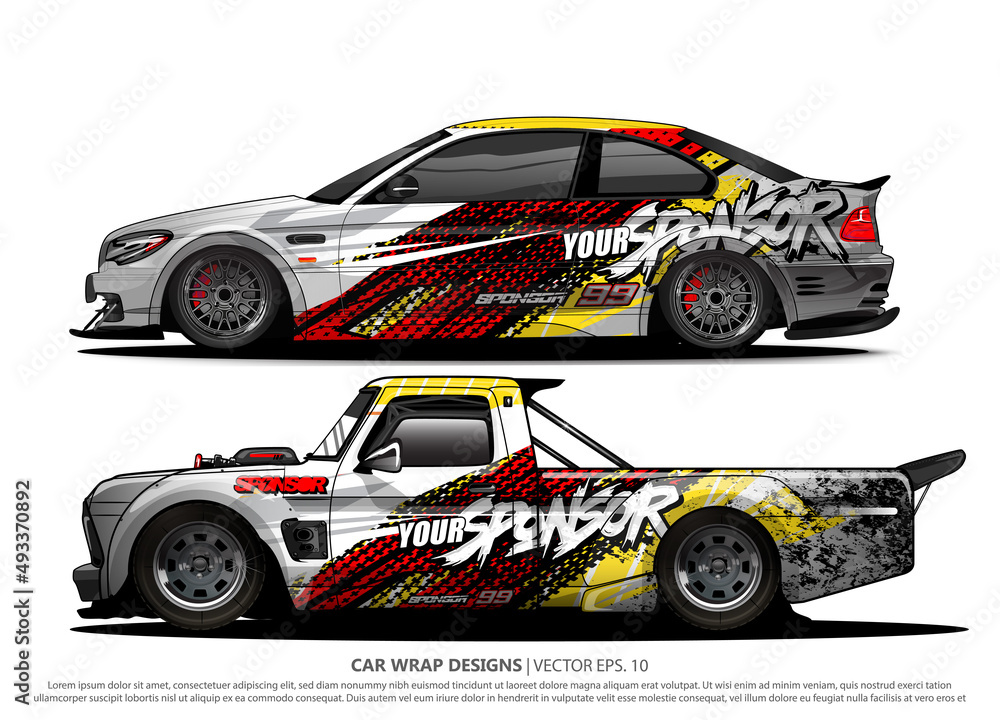 Race car wrap design vector for vehicle vinyl sticker and automotive decal livery
