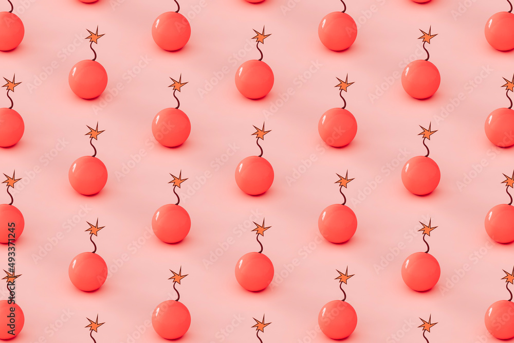 pattern of Pink bombs on pastel pink background. Stock Photo | Adobe Stock