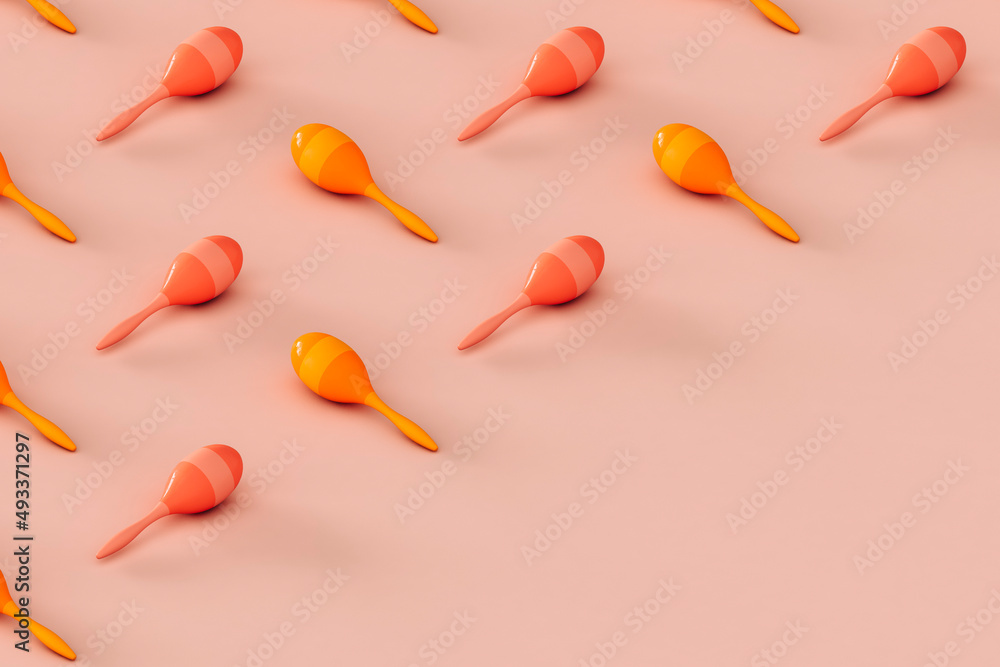 collection of colorful maracas on a pink background collection of colorful maracas on a pink background